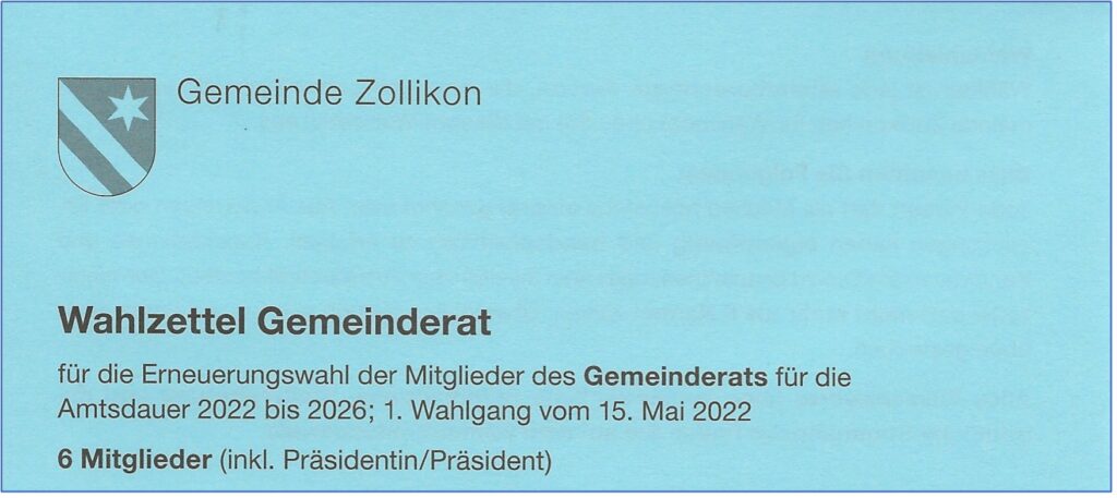 Wahlzettel Gemeinderat