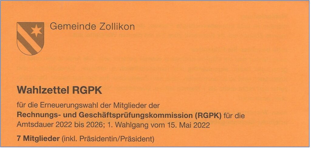 Wahlzettel RGPK