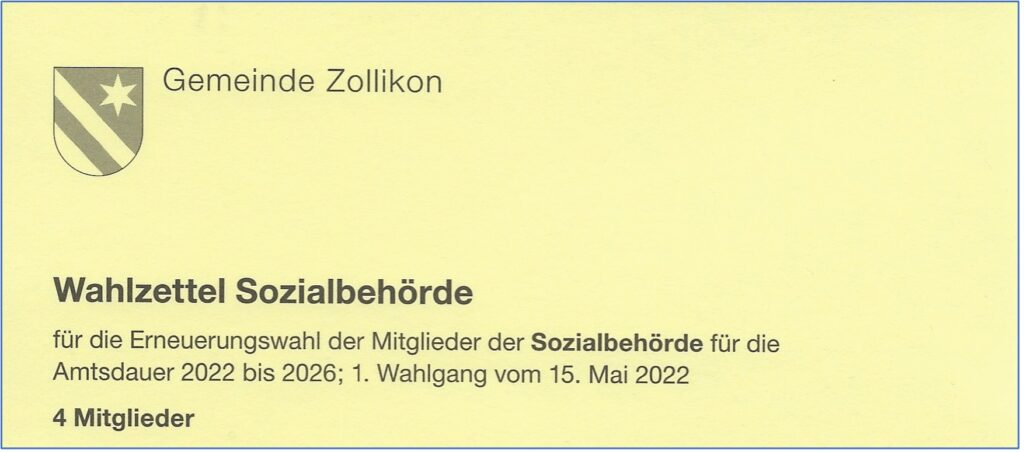 Wahlzettel Sozialbehörde