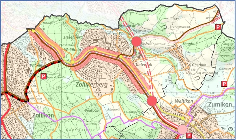 Umnfahrung Zollikerberg fokussiert