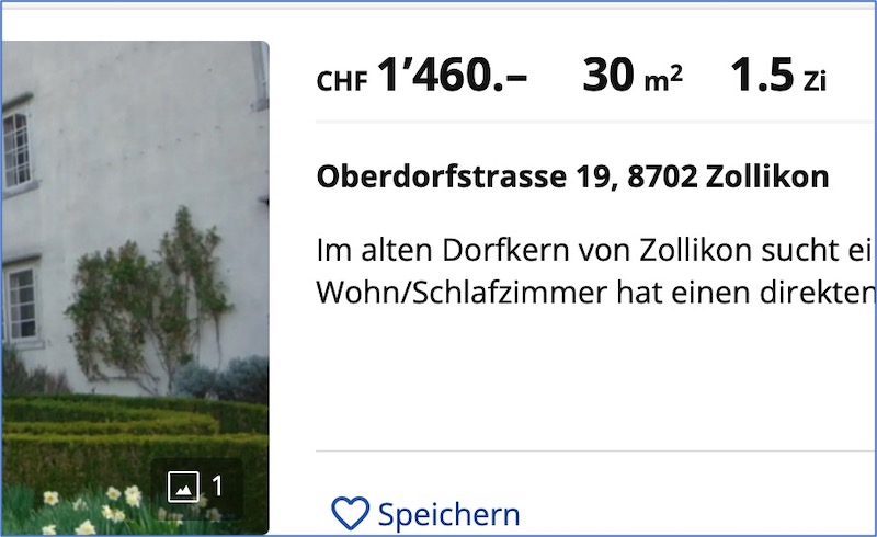 30 m2, 1'460 Franken – macht jährlich 584 Fr. pro m2