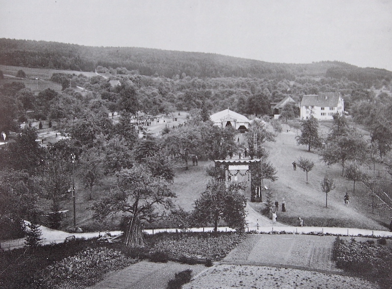 1913: Blick vom Sekundarschulhaus nach Süden. Vorne die Buchholzstrasse