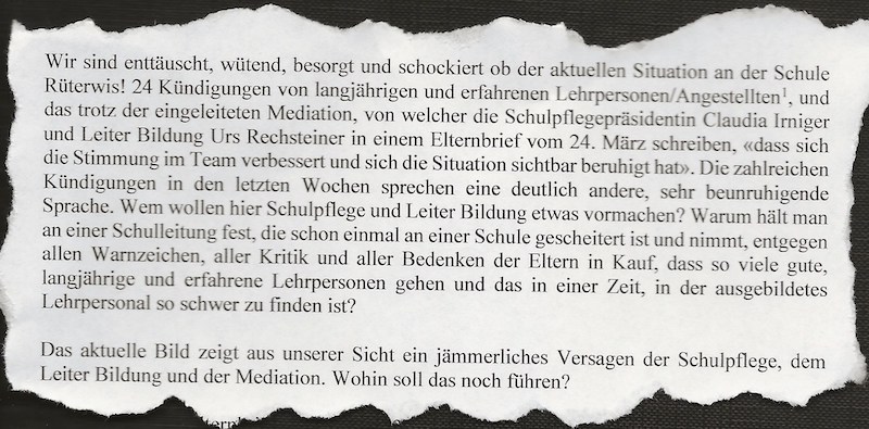 Ausriss aus dem Brief der Eltern vom 4. April