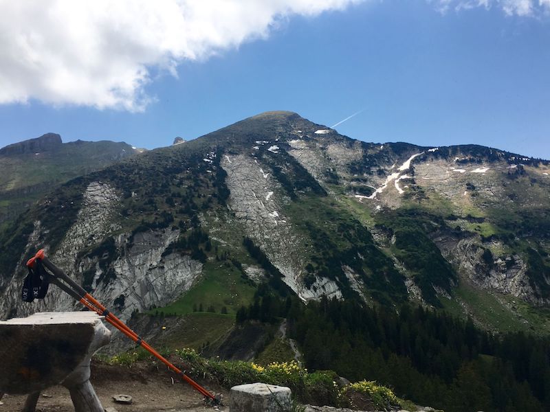 Fotopause auf dem Flügenspitz, der Blick zurück zum Leistchamm