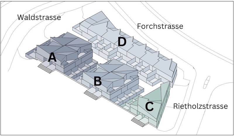 «Tiny Homes», Häuser A bis D (Grafik: zvg/rs)