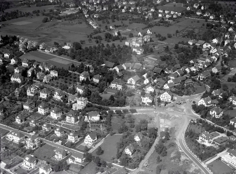 Dufourplatz um 1932 von oben (Foto: Ortsmuseum Zollikon)