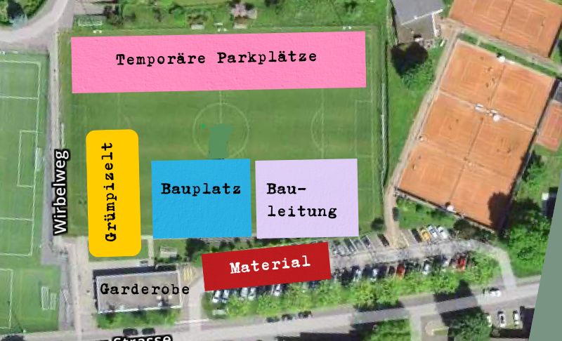 Die Belegung des Sportplatzes während der zweijährigen Bauzeit