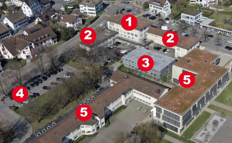 Angedachter Schulkomplex (Luftaufnahme: Adrian Michael, Grafik: ZN)