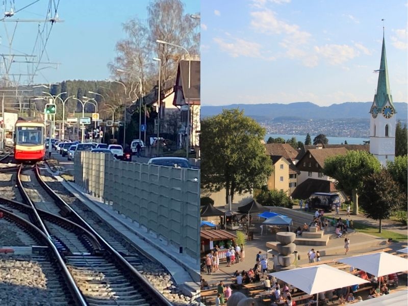 Hier die Forchbahn auf dem Berg, da der Chilbi-Betrieb im Dorf (Fotos: ZN)