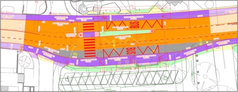 So soll die neue Bushaltestelle Gemeindehaus dereinst aussehen (Ilustration: Tiefbauamt Kt. ZH)
