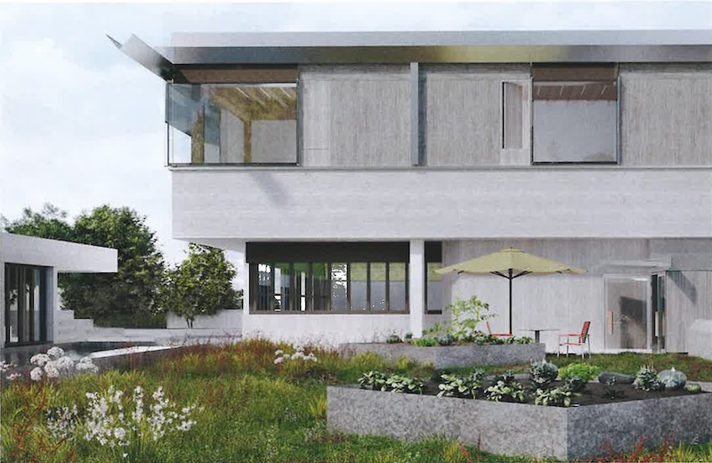 Aufgestockte Aula mit benachbartem Dachgarten