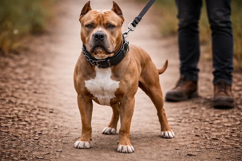 Kampfhund an der Leine