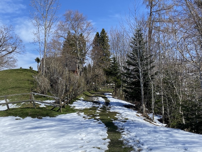 Durch die letzten Schneefelder bergan