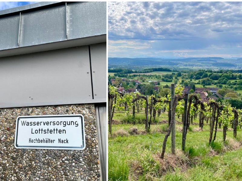 Blick vom «Hochbehälter» auf das Dorf Nack (Fotos: Thomas Widmer)